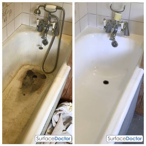 Manchester ceramic sink chip repair service before and after - dramatic transformation showing damaged kitchen ceramic sink completely restored to pristine condition using specialist repair compounds in Chorlton property