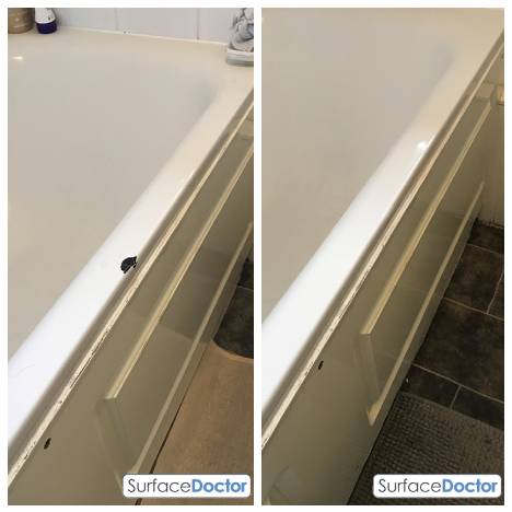 Ceramic sink repair Manchester professional restoration work - Surface Doctor technician performing expert kitchen ceramic sink repair using advanced chip fixing techniques and professional equipment in Manchester property near Deansgate